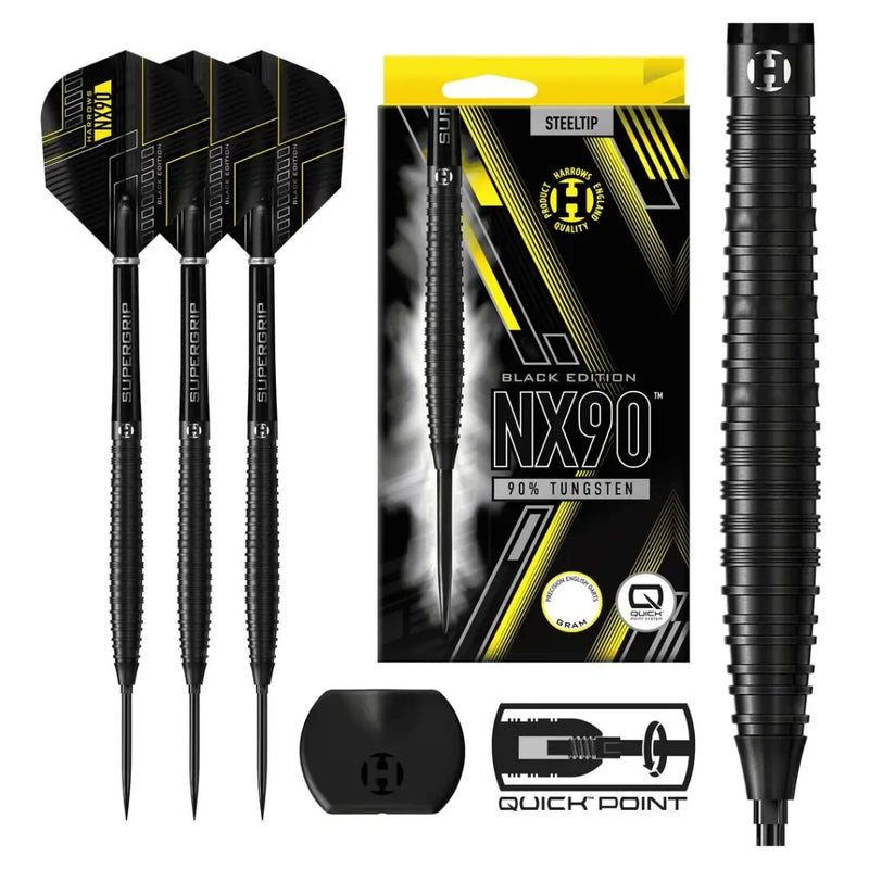 Harrows NX90 Black Edition Tapered Quick Point Steeldarts