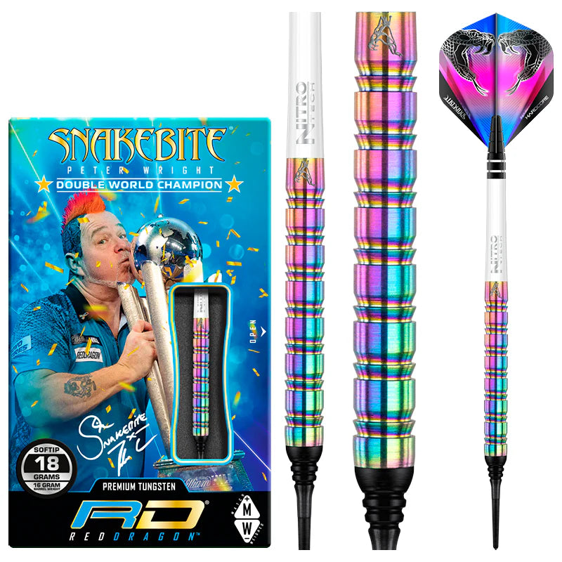 Red Dragon Peter Wright Snakebite 1 Rainbow 85% Softdarts 18g -NUR ONLINE