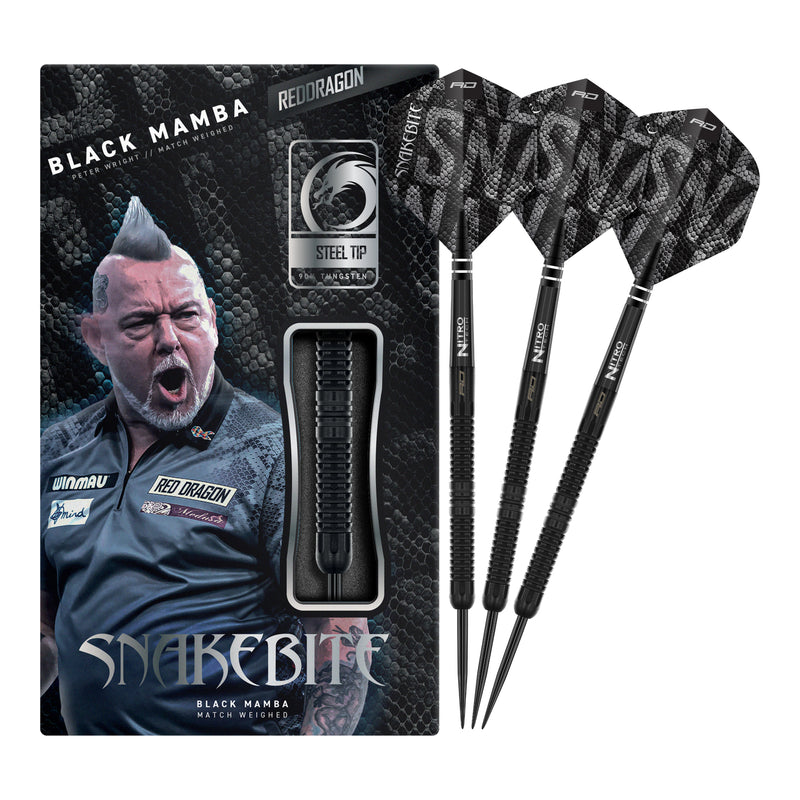 Red Dragon Peter Wright Snakebite Black Mamba 90% Tungsten Steeldarts-NUR ONLINE