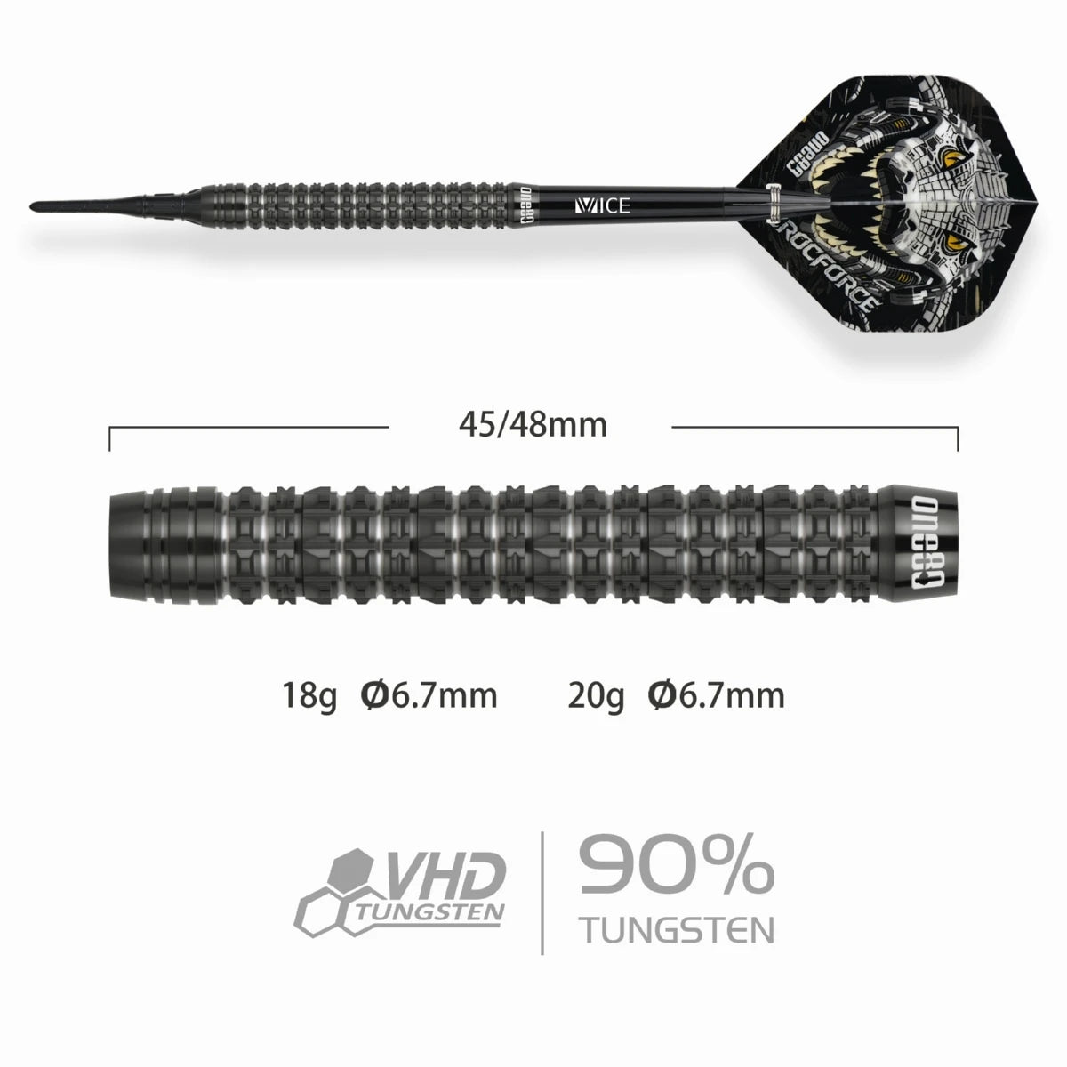 One80 Crocforce CF1 Softip-90% Tungsten – Münchner Dartcenter