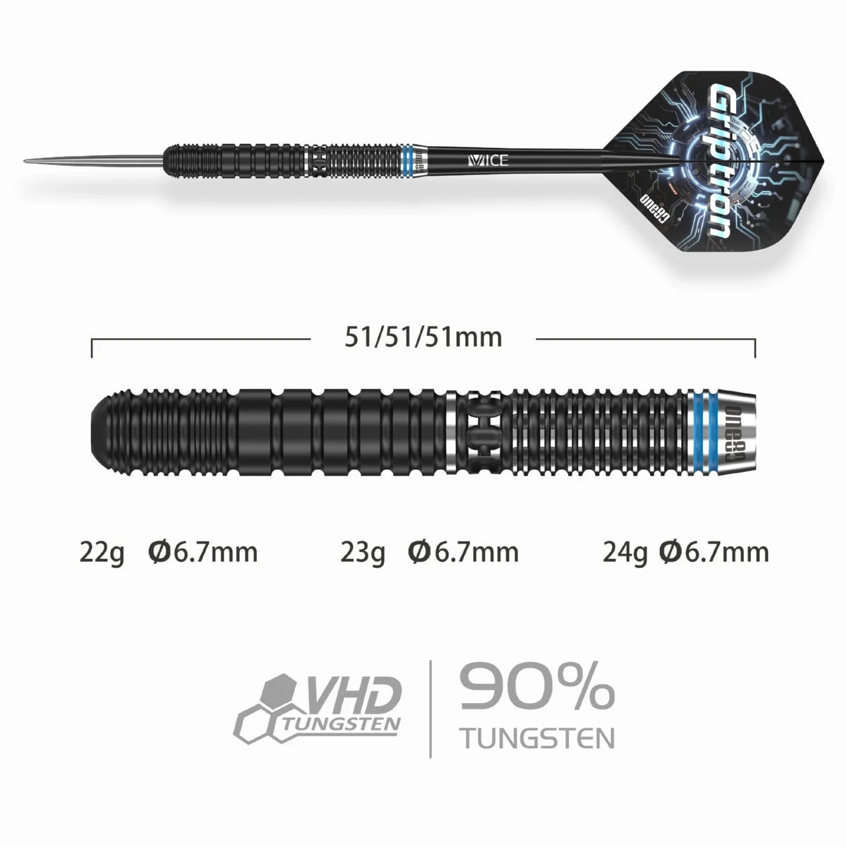 One80 Griptron GT4 90% Tungsten Steeltip – Münchner Dartcenter